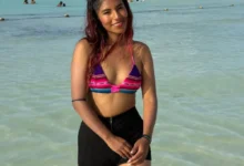 Albertina Sacaca en traje de bano
